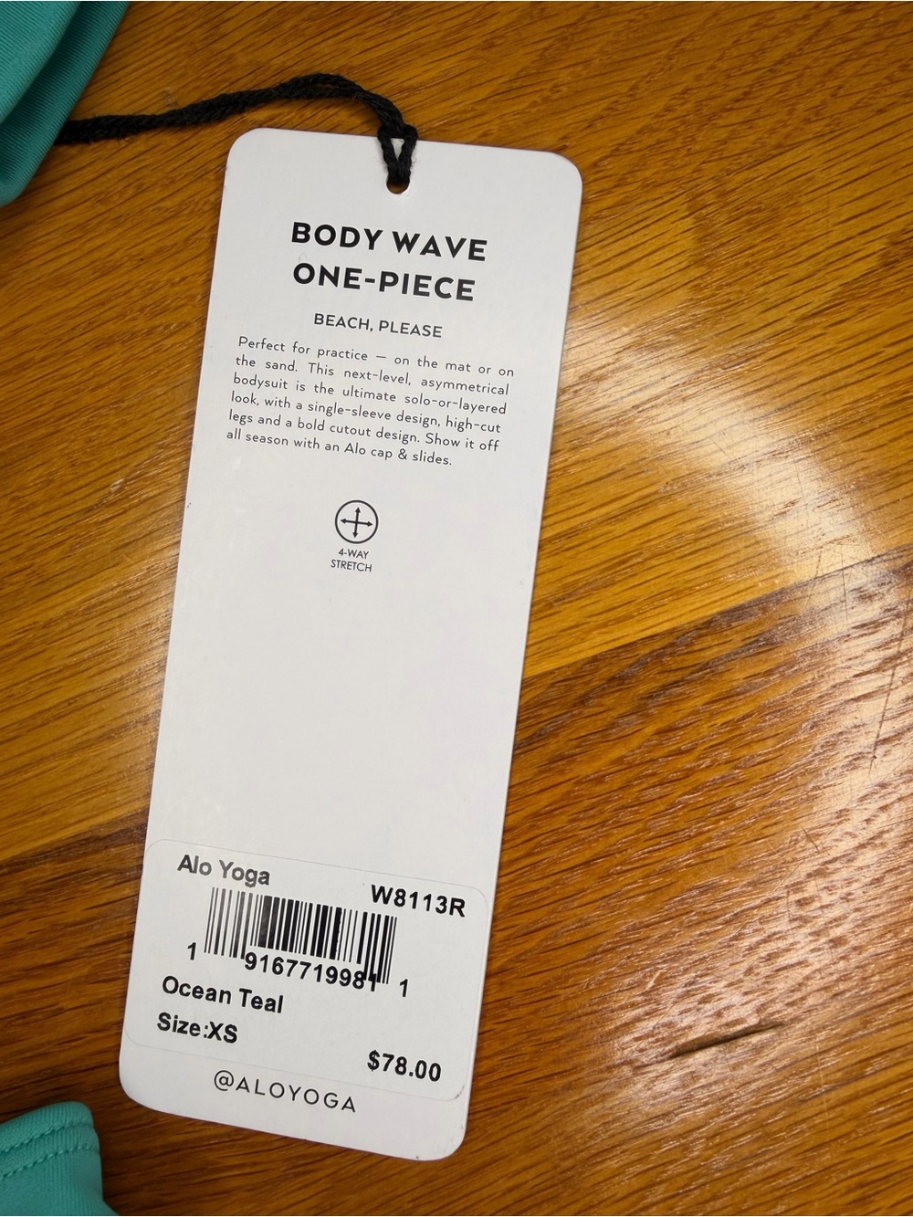 Alo Yoga Body Wave One Piece Ocean Teal XS NWT Cutout Bodysuit Swimwear - Picture 7 of 7